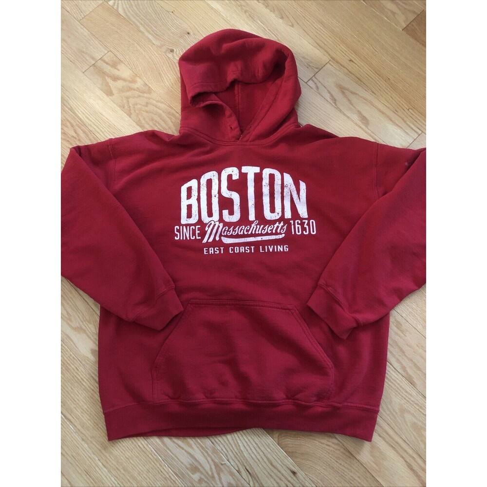 Boston Massachusetts Since 1630 Adult Men's Small Red Hoodie East Coast Living
